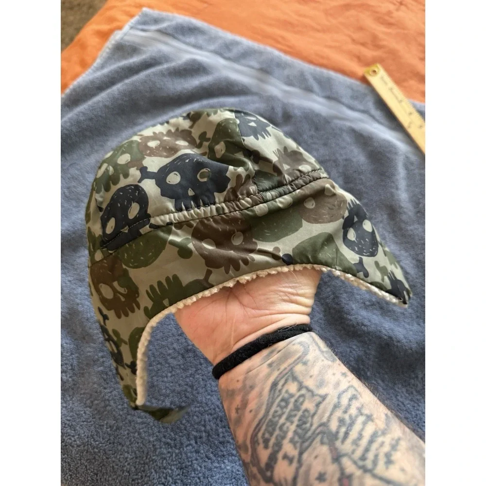 Skull aop sherpa lined ear flapped hat, little kids 3-6 years old, OS‎